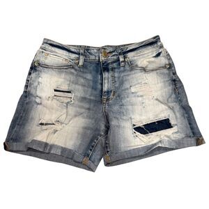 Maurices Distressed Mid‑Rise Denim Shorts - Size 10, Light Wash